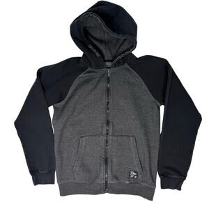 Joe’s Boys XL Zip Up Hoodie Jacket Black Gray Colorblock